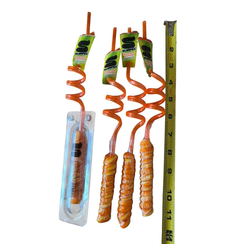 7 Eleven Slurpee Mandarin Orange Candy Twist Swirl Straws Set Of 4 - Picture 2 of 4